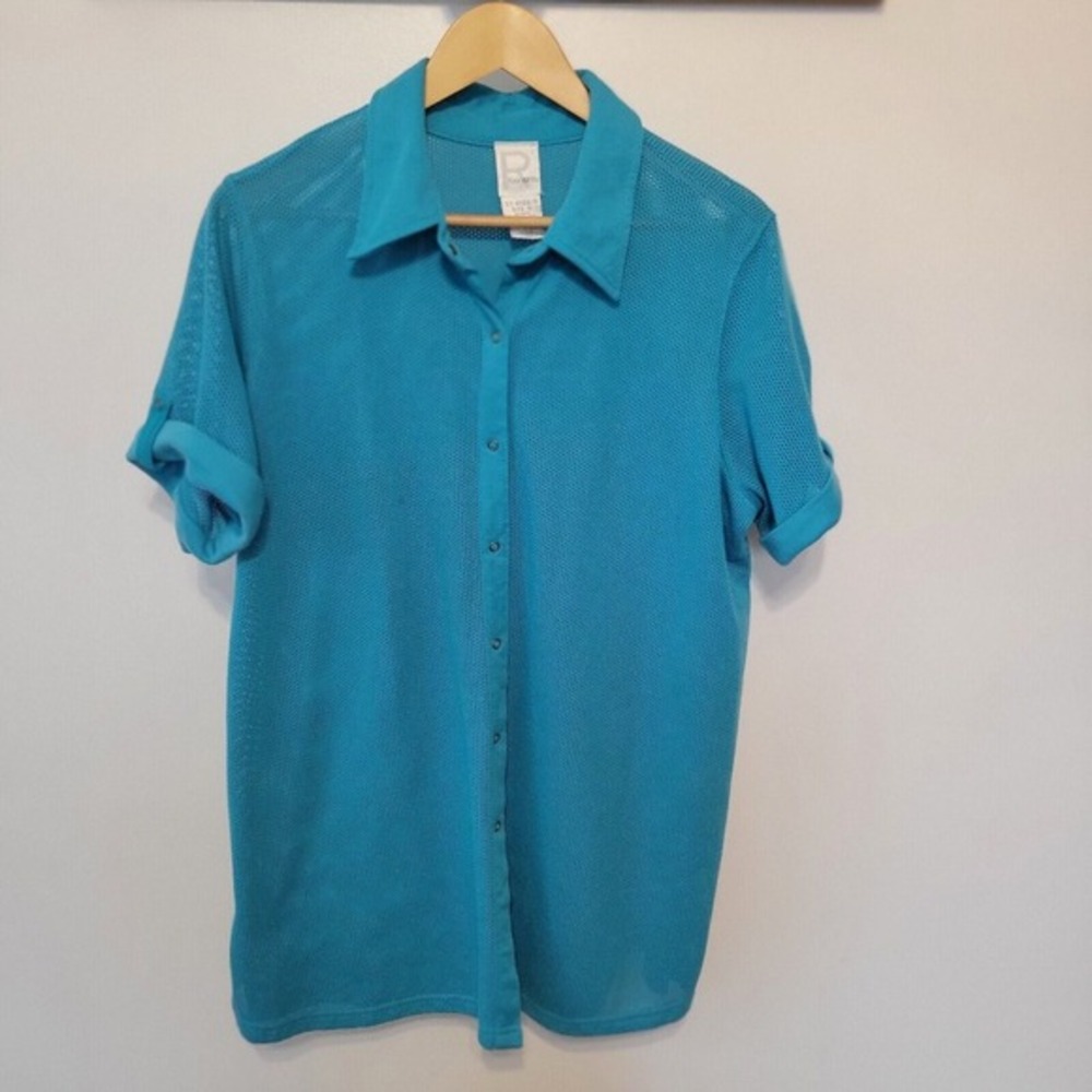 Roaman's Women's large Oversized Polo Tunic Short Sleeve Big Shirt